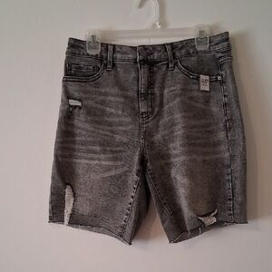 Time and Tru Womens Grey Dristressed Bermuda Shorts NWT
